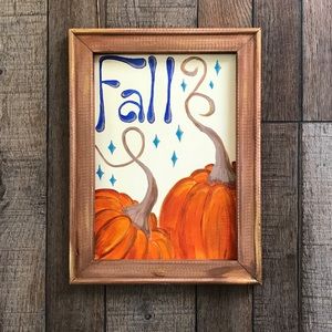 Framed canvas fall painting